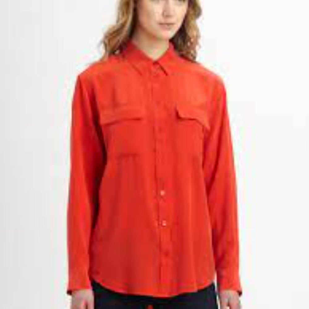 Equipment Signature Silk Shirt Red XS